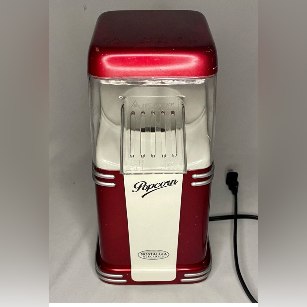 Nostalgia Red and White Popcorn Popper
